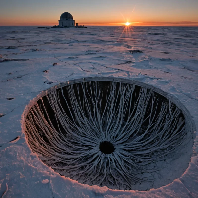 A single, selfilluminating root of solidified twilight emerges from the cracked foundation of a derelict observatory built on the rim of a frozen ocean of liquid shadow, its tendrils not fibrous but sculpted from the compressed afterimage of a sunset that never reached the horizon. The root does not growit ungrows, each pulse retracting a century of light into its core, condensing into a dense, amethysthued knot that pulses with the thermal signature of a star that winked out before it was born. The observatorys dome is not glassit is a shell of petrified auroras, each pane etched with the chromatic residue of a comet that never crossed the sky, their