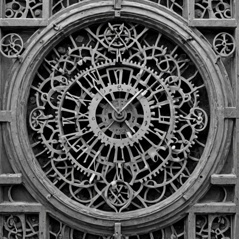 A single, selfoscillating cluster of reversed patience, shaped like a 14,782dimensional lattice of unformed endurance and inverted waiting, pulses at the center of a vast, inverted clocktower of solidified anticipation  each gear carved from the exact moment between a hand turning a key and its refusal to unlock, a door creaking open and dissolving into nonmechanical silence, a chime ringing in the air and collapsing into pure, unmeasured nontiming. The cluster does not measure time  it unmeasures it, each intersecting filament shedding a layer of temporal tolerance that never coalesced into conscious delay, reforming into ephemeral, lapislazulithreaded afterimages shaped