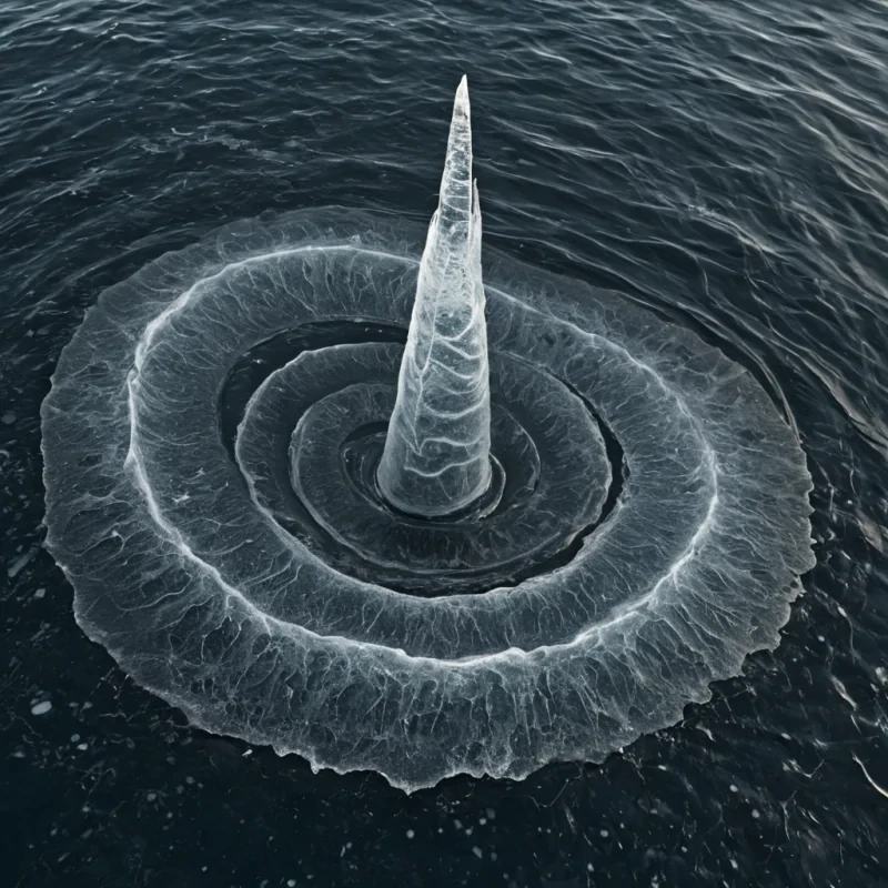 A single, selfresonating shard of solidified gravity, shaped like a 61dimensional helix of inverted mass and unformed weightlessness, floats at the center of a vast, inverted ocean of suspended time composed entirely of petrified moments and frozen instants of unaccelerated motion. The shard does not attractit unanchors, each spiral dissolving a layer of physical potential that never coalesced into a shared fall, reforming into ephemeral, obsidianthreaded afterimages shaped like the negative space between two feet that never left the ground in the same moment of mutual suspension. The ocean is not liquidit is a stratified expanse of compressed duration, each wave a fossilized second held just before the first