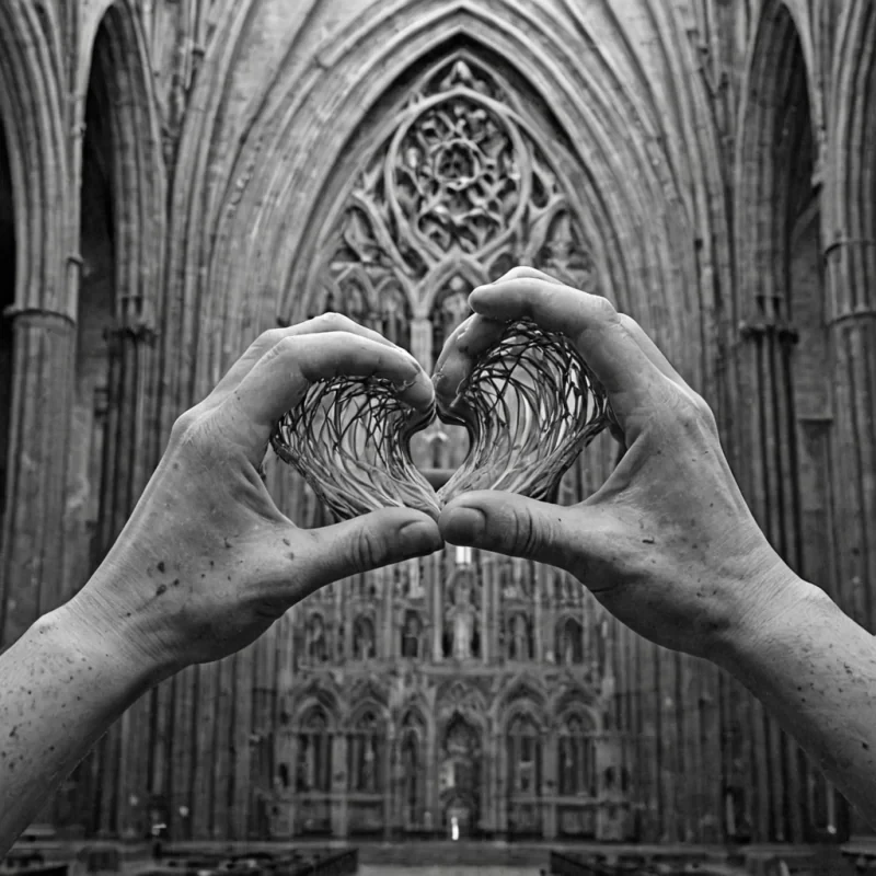 A single, selfsynthesizing cluster of solidified silence, shaped like a 47dimensional lattice of inverted empathy and unformed compassion, pulses at the center of a vast, inverted cathedral built from the petrified tears of a civilization that measured love through the duration of synchronized, silent holding of the same unshed tear. The cluster does not resonateit unfeels, each contraction dissolving a layer of emotional potential that never coalesced into a shared sorrow, reforming into ephemeral, opalthreaded afterimages shaped like the negative space between two palms that never cupped the same weight in the same moment of mutual vulnerability. The cathedral is not sacredit is a stratified expanse of compressed tenderness, each