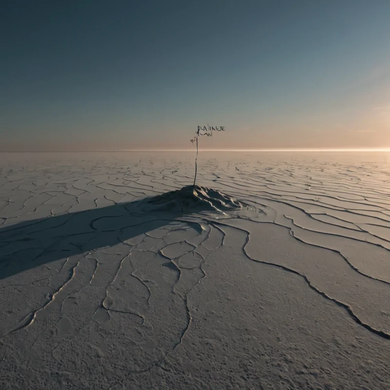 A single, floating island of compressed silence and solidified breath hovers in the middle of a vast, inverted sky of liquid shadow, its surface not flat but undulating like a frozen sigh, each ripple etched with the faint, ghostly script of a promise whispered into the wind. The island is not made of earthit is a dense, amorphous mass of solidified potential, shaped by the collective weight of decisions never made, its edges glowing faintly with the emotional residue of a handshake that never happened. Above, the sky is not blueit is a deep, iridescent black, rippling with the afterimage of a sunrise that never occurred, its surface cracked in organic patterns that reflect not the ground, but the shape