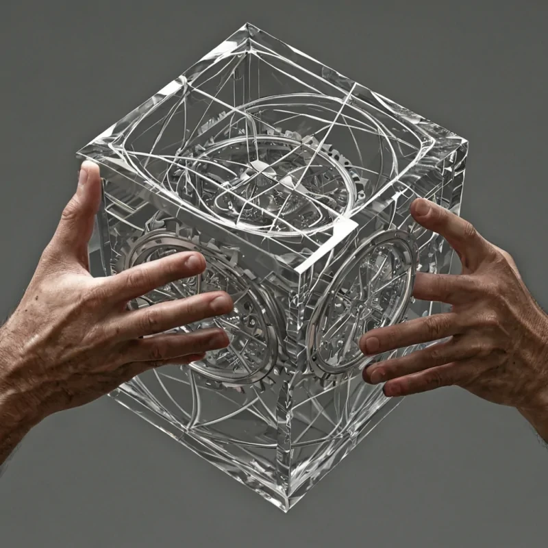 A single, selffragmenting prism of reversed time, shaped like a 1,729dimensional hypercube of unformed chronology and inverted causality, hovers at the center of a vast, inverted clockwork voideach gear carved from the exact moment between a decision being made and its refusal to unfold, a memory forming and dissolving into nontemporal dust, a heartbeat syncing and collapsing into pure, unmeasured stasis. The prism does not measure timeit unmeasures it, each refracting facet shedding a layer of temporal potential that never coalesced into a shared future, reforming into ephemeral, silverthreaded afterimages shaped like the negative space between two hands that never reached across the threshold of