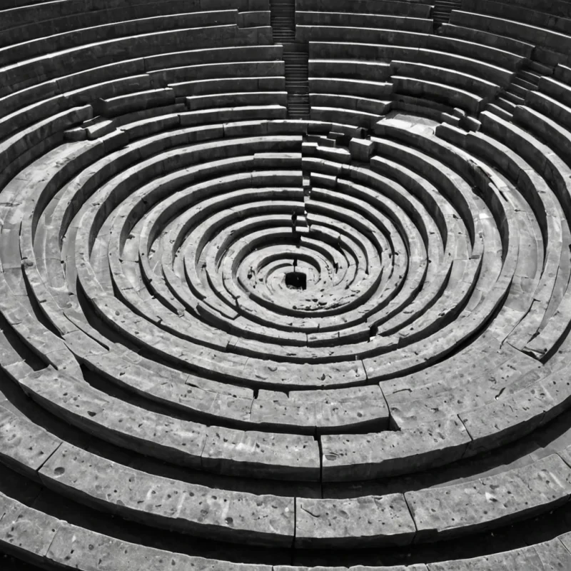 A single, selffragmenting echo of reversed laughter, shaped like a 3,000,000,000,000dimensional spiral of unformed joy and inverted mirth, resonates at the center of a vast, inverted amphitheater of solidified sorrow  each seat carved from the exact moment between a childs giggle fading and its refusal to echo, a hand clapping and dissolving into nonvibrational stillness, a joke forming in the throat and collapsing into pure, unmeasured silence. The echo does not amplify sound  it unamplifies it, each disintegrating wave shedding a layer of emotional potential that never coalesced into shared delight, reforming into