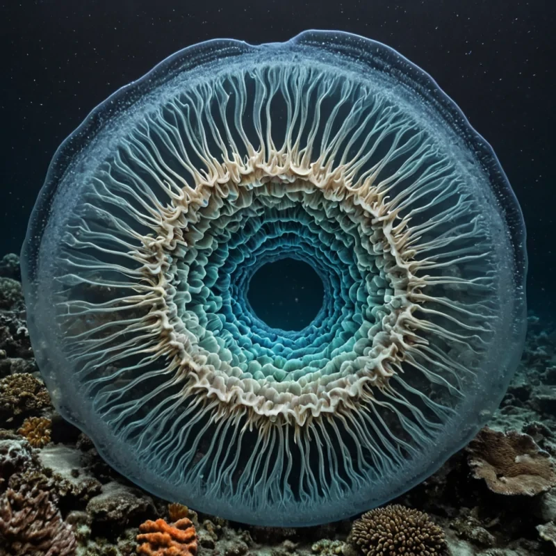 A single, selffragmenting filament of reversed gravity pulses through the core of a floating, inverted coral reef suspended in the stratosphere of a dying star, its structure not calcium or algae but grown from the solidified resonance of a thousand unspoken lullabies sung to a sea that never existed. The filament does not vibrateit unremembers, each contraction releasing a wave of zeroentropy silence that dissolves the fabric of memory into a mist of iridescent, crystalline tides, each droplet etched with the chromatic afterimage of a wave that never crashed. The reefs polyps are not biologicalthey are fossilized moments of stillness, each one a hollowedout echo of a breath held too