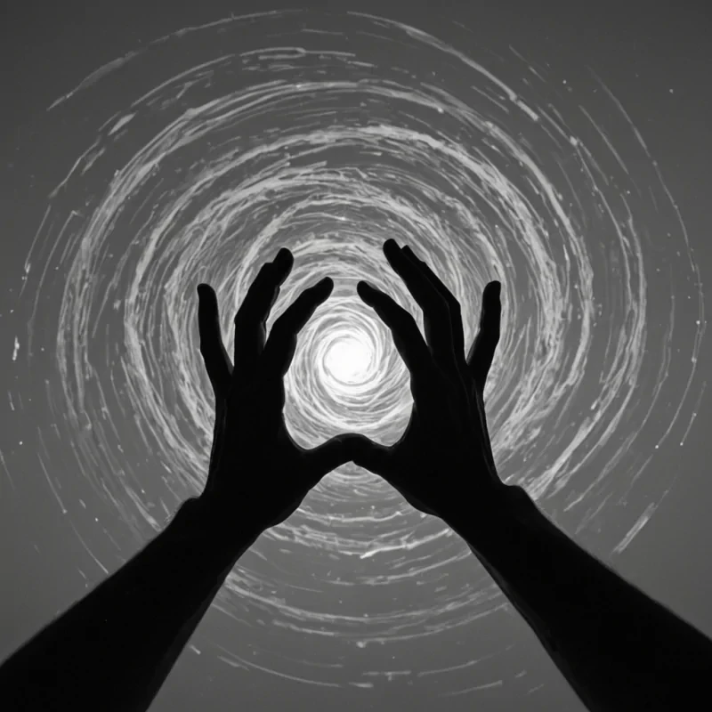 A single, selfoscillating shard of solidified gravity drifts at the center of a vast, still void composed entirely of inverted, petrified echoes from a civilization that communicated through the curvature of unbroken silence. The shard does not fallit resonates, warping the surrounding space into a slow, spiraling lens of distorted light shaped like the negative space between two hands that never touched in the dark, each facet pulsing with the faint, quantum afterimage of a promise that was almost made. The void is not emptyit is a layered expanse of suspended inertia, each particle etched with the emotional residue of a decision that never unfolded, its edges shimmering with the ghostly outline of a door that never