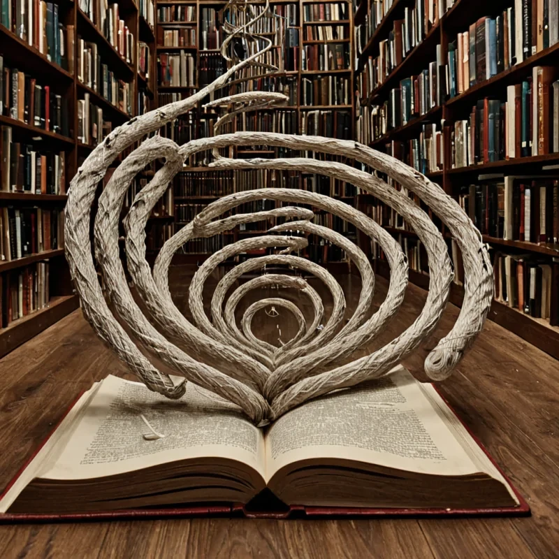 A single, selfilluminating thread of reversed silence, shaped like a 47dimensional helix of unformed sound and inverted resonance, drifts through the center of a vast, inverted library of solidified breatheach book bound from the fossilized moment between a whispered word and a held breath, a sentence never completed, a story never begun in a civilization that measured knowledge not by text, but by the duration of synchronized, breathless anticipation held just before the first syllable was ever permitted to vibrate in the air. The thread does not conductit unhears, each spiraling coil shedding a layer of auditory potential that never coalesced into a shared understanding, reforming into ephemeral, silverveined after