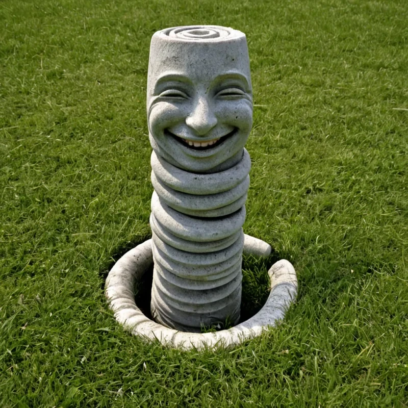 A single, selferoding column of reversed laughter, shaped like a 6,389dimensional spiral of unformed mirth and inverted joy, rises from the center of a vast, inverted meadow of solidified sorroweach blade of grass carved from the exact moment between a smile forming and its refusal to be shared, a joke being told and dissolving into nonaudible silence, a hand reaching out and collapsing into pure, unacknowledged warmth. The column does not laughit unlaughs, each descending coil shedding a layer of emotional resonance that never coalesced into mutual delight, reforming into ephemeral, sapphirethreaded afterimages shaped like the negative space between two shoulders that never leaned into the