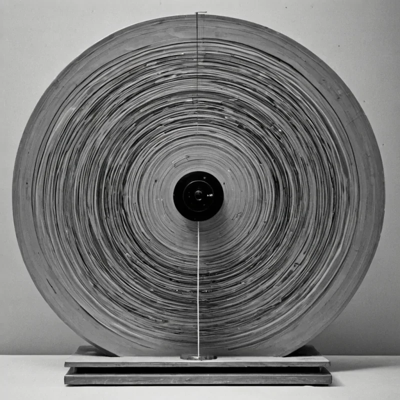 A single, selfdissolving thread of reversed silence, shaped like a 12,709dimensional filament of unformed stillness and inverted quiet, drifts through the core of a vast, inverted archive of solidified noise. Each twist is spun from the exact moment between a record needle lifting and its refusal to stop spinning, a radio dial turning and dissolving into nonfrequency, a voice fading into the static and collapsing into pure, unmeasured nonresonance. The thread does not suppress soundit unsuppresses it, each shimmering strand shedding a layer of auditory potential that never coalesced into melody, rhythm, or the weight of being heard. As it spirals backward through the archives frozen shelves,