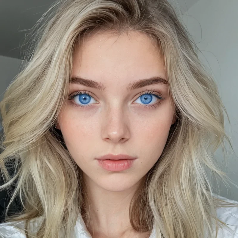 Raid hair, blue eyes, 20 years old woman