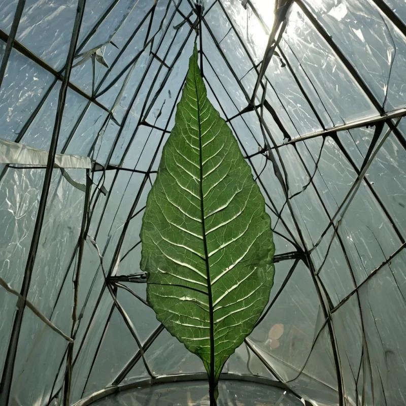 A single, selffragmenting shard of solidified resonance, shaped like a crystalline, asymmetrical chime of fractured harmonics, hovers at the center of a vast, inverted greenhouse suspended in the zerogravity void between two dying stars. The shard does not ringit unharmonizes, each microfracture reversing the entropy of vibration, reforming into ephemeral, bioluminescent silhouettes shaped like the negative space between two leaves that never unfurled in the same breath of light. The greenhouse is not glassit is a layered expanse of petrified photosynthesis, each pane etched with the chlorophyll residue of a plant that never bloomed under a sun that never existed, its surfaces