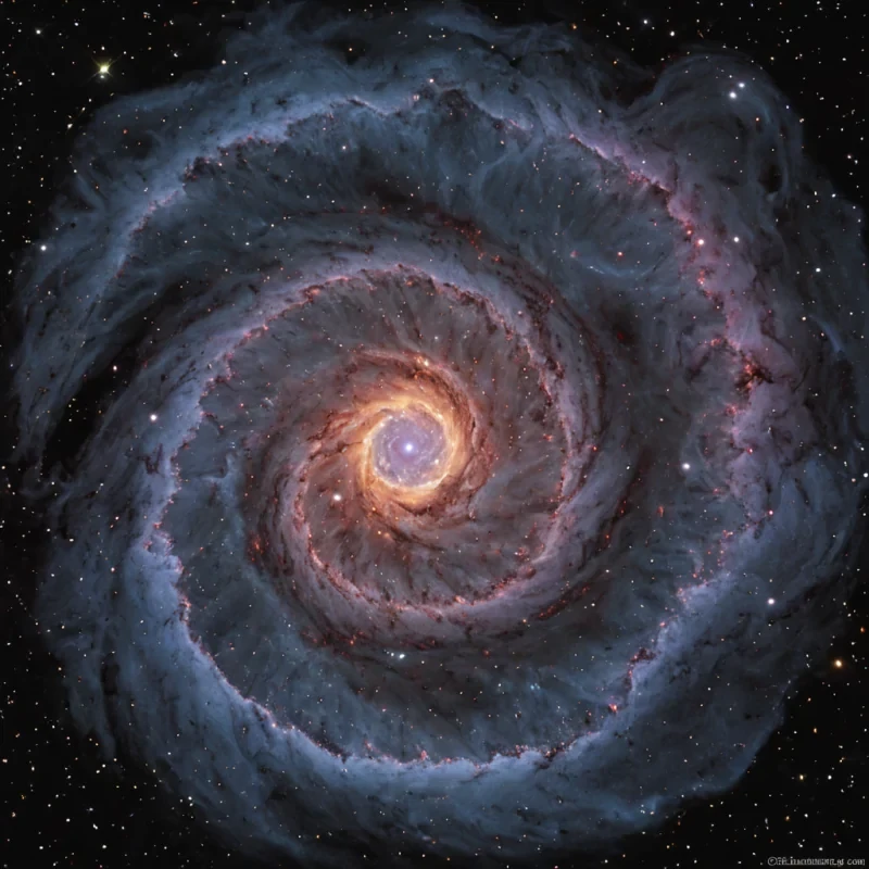 A single, selfsustaining nebula of reversed silence, shaped like a 14,003dimensional spiral of unformed stillness and inverted resonance, drifts at the center of a vast, inverted sky of solidified twilight  each star carved from the exact moment between a breath leaving the lungs and its refusal to become sound, a heartbeat echoing in the chest and dissolving into nonpulse, a thought forming in the mind and collapsing into pure, unmeasured nonconsciousness. The nebula does not emit light  it unemits it, each spiraling filament shedding a layer of luminous potential that never coalesced into visible radiance, reforming into ephemeral, obsidianveined afterimages