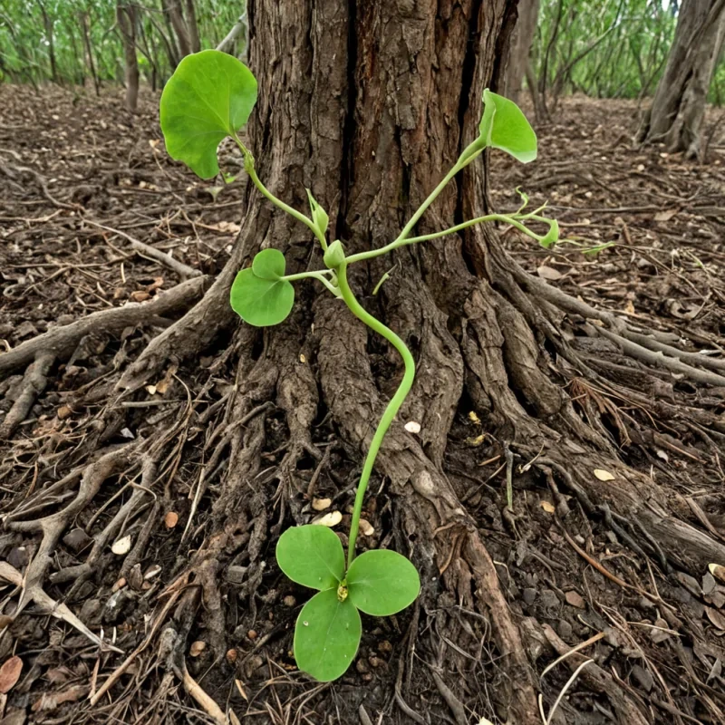 A single, selfilluminating root of reversed growth, shaped like a 1,000,000,000dimensional vine of unformed decay and inverted vitality, emerges from the center of a vast, inverted orchard of solidified bloom. Each tendril is woven from the exact moment between a seed cracking open and its refusal to sprout, a petal unfurling in sunlight and dissolving into nonpigment, a sap rising through bark and collapsing into pure, unmeasured nonnourishment. The root does not nourish lifeit unnourishes it, each branching point shedding a layer of botanical potential that never coalesced into chlorophyll, fragrance, or seasonal renewal,