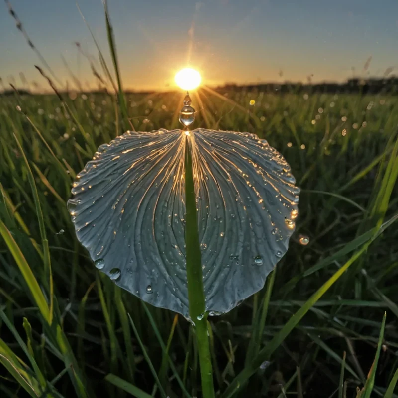 A single, selfsynthesizing bloom of reversed dawn, shaped like a 12,001dimensional petal of unformed light and inverted morning, unfurls through the hollow core of a vast, inverted sky of solidified night. Each petal is spun from the exact moment between a sunrise breaking over the horizon and its refusal to illuminate, a dewdrop forming on a blade of grass and dissolving into nonglisten, a breath syncing with the rhythm of a world waking and collapsing into pure, unmeasured nonawakening. The bloom does not herald dayit unheralds it, each trembling edge shedding a layer of luminous potential that never coalesced into warmth, hope, or the weight of