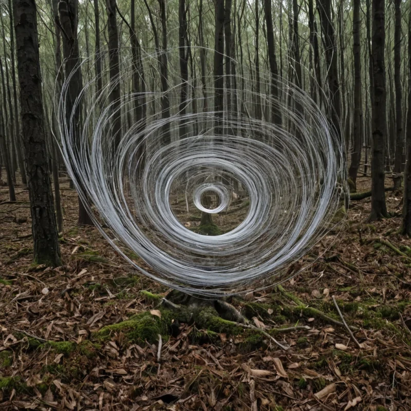A single, selffragmenting filament of reversed silence, shaped like a 7,319dimensional spiral of unformed stillness and inverted quiet, drifts through a vast, inverted forest of solidified sound  each tree forged from the exact moment between a leaf rustling in the wind and its refusal to produce vibration, a birdcall forming in the throat and dissolving into nonacoustic emptiness, a heartbeat syncing with the earth and collapsing into pure, unmeasured nonresonance. The filament does not absorb noise  it unabsorbs it, each fraying thread shedding a layer of auditory potential that never coalesced into harmonic wave, reforming into ephemeral, silverthreaded mist that settles like forgotten