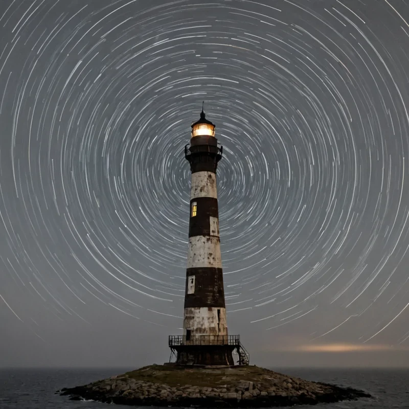 A single, selferoding spiral of molten geometry rotates at the center of a floating, inverted lighthouse built from the fused remains of a thousand unlit lanterns that never cast a beam, its structure not stone or iron but woven from the thermal inertia of a single, unspoken warning that dissolved into the fog before it could be heard. The spiral does not decayit unwrites, each rotation peeling back a layer of spacetime like parchment, revealing not emptiness but a lattice of faint, glowing coordinates that map the positions of stars that never existed. The lighthouses lens is not glassit is a hollowedout echo of a single, untransmitted signal, its surface etched with the chromatic residue of