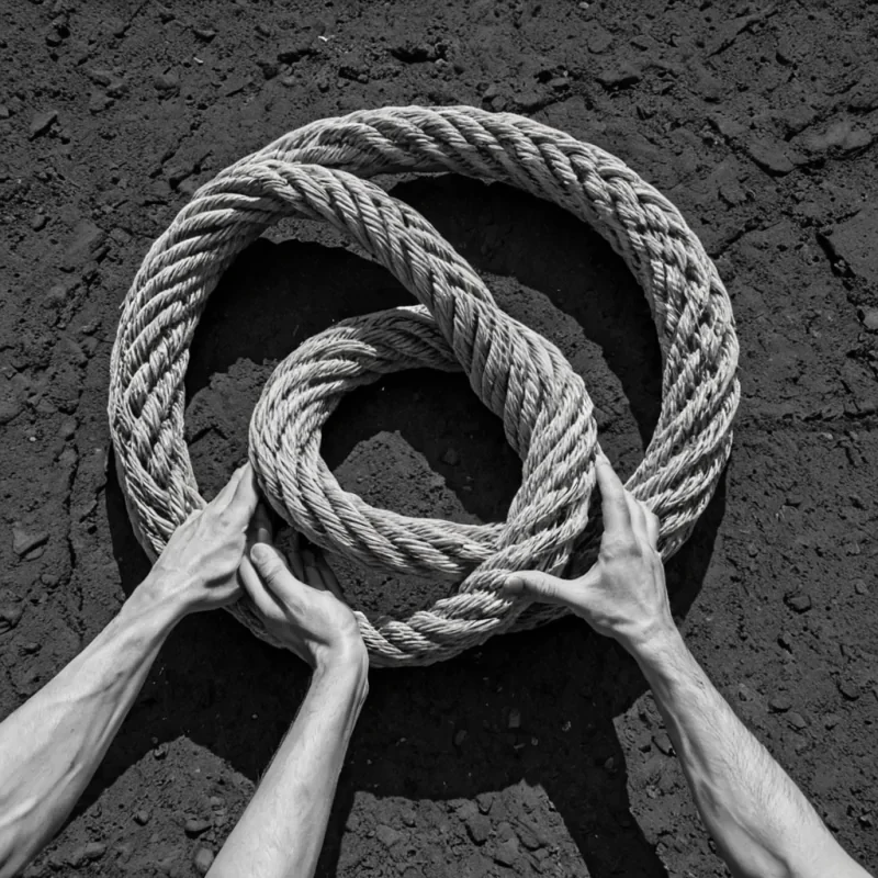 A single, selfilluminating knot of woven shadow, shaped like a 17dimensional torus of inverted empathy and unformed compassion, rotates at the center of a vast, inverted marketplace built from the petrified gestures of a civilization that measured value through the duration of synchronized, silent handshakes held just before the first palm was ever allowed to meet another in mutual recognition. The knot does not glowit unfeels, each twist shedding a layer of emotional resonance that never coalesced into a shared warmth, reforming into ephemeral, moonstoneveined afterimages shaped like the negative space between two hands that never clasped in the same moment of mutual understanding. The marketplace is not commercialit is a stratified