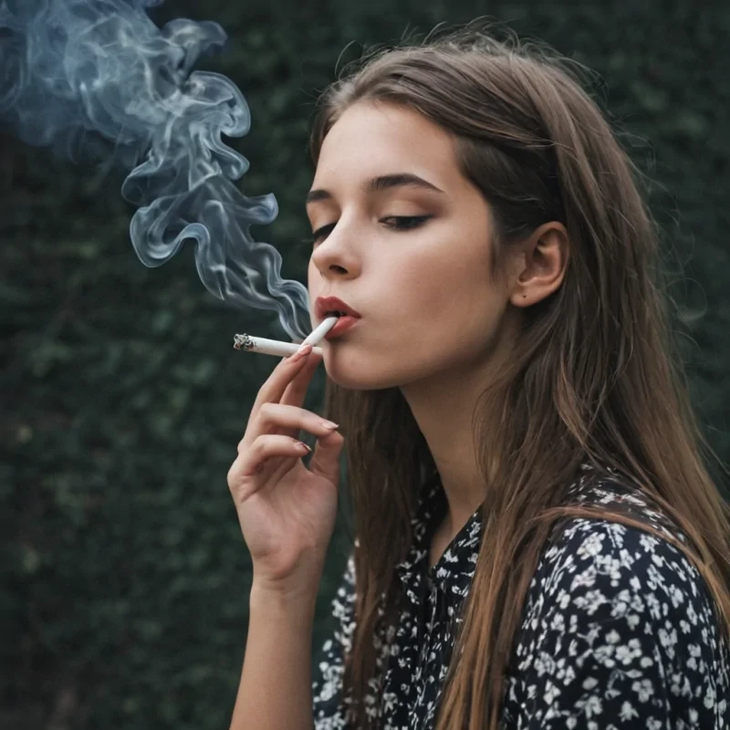 young girl smoking