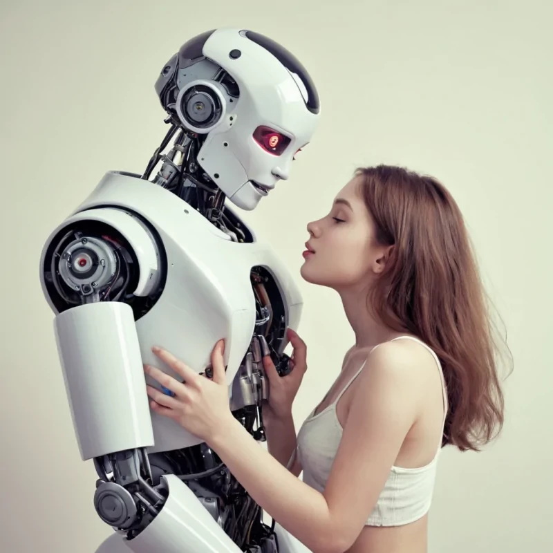 A teen girl and a robot making love