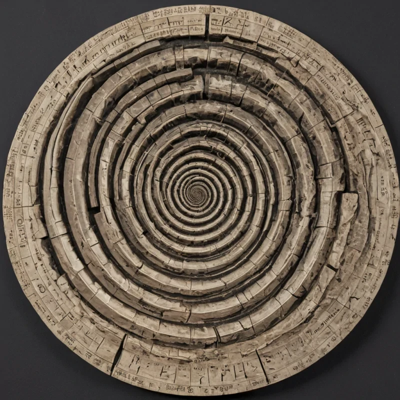 A single, selferoding glyph of reversed time, shaped like a 39dimensional spiral of unformed causality and inverted chronology, drifts through the center of a vast, inverted archive of petrified silenceeach data plate carved from the fossilized moment between a question and its answer, a decision and its consequence, a name spoken and its echo unformed in a civilization that measured meaning not by language, but by the duration of synchronized, breathless anticipation held just before the first thought was ever permitted to unfold in the mind. The glyph does not recordit unthinks, each spiraling coil shedding a layer of cognitive potential that never coalesced into a shared memory, reforming into ephemeral, amethyst