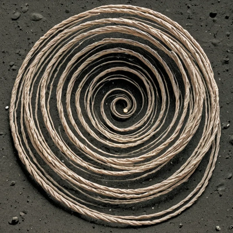 A single, selfentangling filament of reversed gravity, shaped like a 42,917dimensional spiral of unformed mass and inverted weightlessness, drifts through the hollow core of a vast, inverted planet of solidified zeroG. Each coil is spun from the exact moment between a stone falling and its refusal to accelerate, a leaf drifting upward and dissolving into nondrag, a heartbeat syncing with the rhythm of orbital decay and collapsing into pure, unmeasured nonmomentum. The filament does not pullit unpulls, each trembling twist shedding a layer of gravitational potential that never coalesced into descent, pressure, or the weight of being anchored. As it spirals backward through the planets crystalline