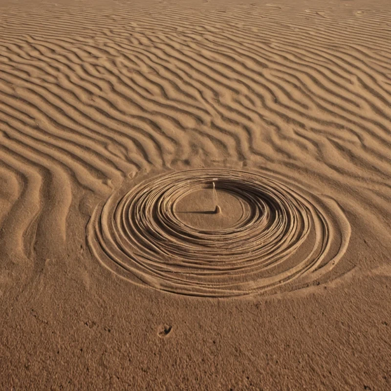 A single, selfilluminating filament of reversed entropy, shaped like a coiled, nonNewtonian thread of suspended time, drifts through the center of a vast, inverted desert where the sand is not granular, but compressed, unspoken promises from a civilization that communicated through the silence between heartbeats. The filament does not unwindit unpromises, each twist dissolving a layer of commitment that never formed, reforming into ephemeral, iridescent dunes shaped like the negative space between two hands that never clasped in the same breath of trust. The desert is not aridit is a layered expanse of solidified intention, each grain etched with the thermodynamic residue of a vow that was almost