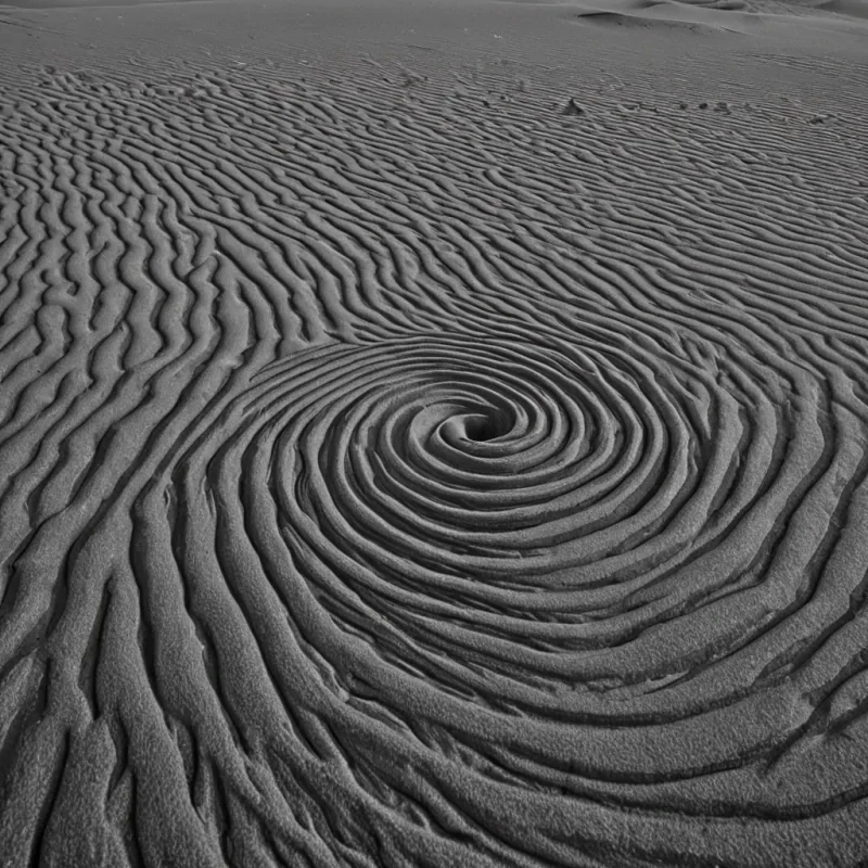 A single, selfreplicating filament of solidified silence, shaped like a spiraling, nonEuclidean lattice of reversed resonance, pulses at the center of a vast, inverted desert suspended in the quantum foam between two collapsing dimensions. The filament does not vibrateit unlistens, each twist dissolving a layer of attention that never coalesced, reforming into ephemeral, monochrome dunes shaped like the negative space between two ears that never caught the same whisper in the same moment of shared stillness. The desert is not aridit is a layered expanse of petrified absence, each grain etched with the thermodynamic residue of a breath that was almost felt, its surface shimmering with the faint after