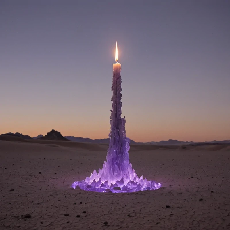 A single, selfreplicating spire of solidified static electricity rises from the center of a vast, still desert composed entirely of compressed, untransmitted apologies from a civilization that communicated through the texture of unlit candles. The spire does not growit unfolds, its crystalline structure fracturing outward with each pulse like a forgotten prayer being rewritten in reverse, each facet shaped like the negative space between two hands that never held, glowing with the faint, ultraviolet afterimage of a word that was almost spoken. The desert is not sandit is a layered expanse of suspended breaths from a thousand unshared confessions, each grain etched with the emotional residue of a moment that never happened, its surface shimmer