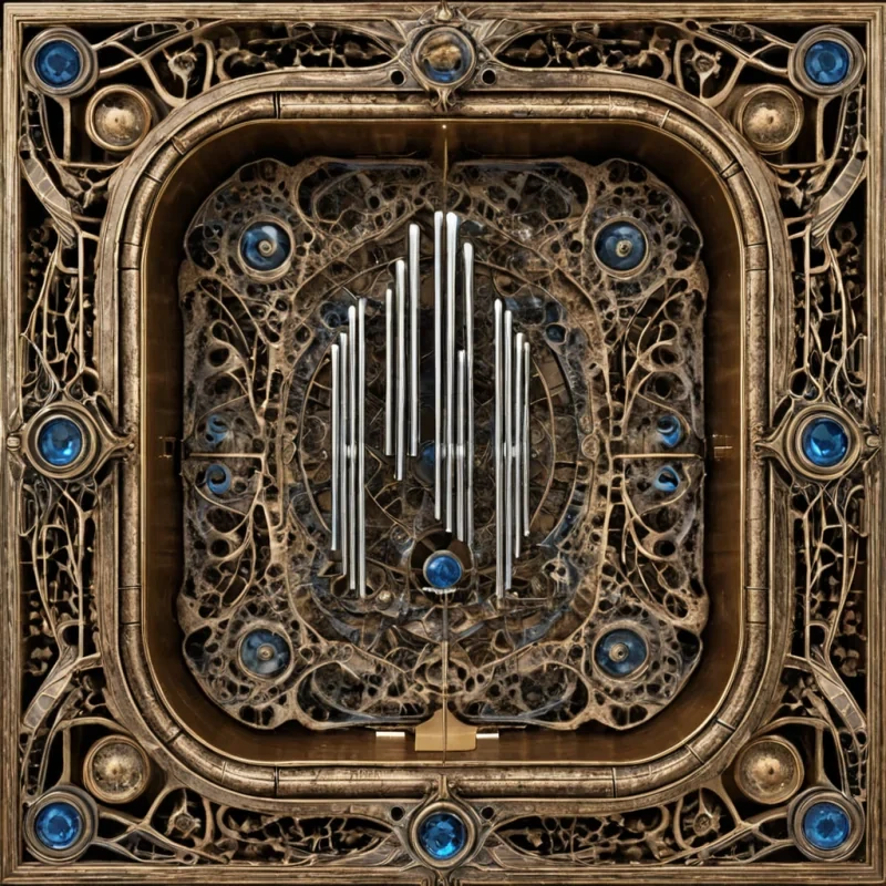 A single, selfreplicating fractal of solidified windchime resonance, shaped like a crystalline lattice of inverted soundwaves and unformed harmony, floats at the center of a vast, inverted music box made entirely of petrified breaths and suspended moments of unplayed melodies. The fractal does not vibrateit unplays, each contraction dissolving a layer of tonal potential that never coalesced into a shared song, reforming into ephemeral, sapphirethreaded afterimages shaped like the negative space between two tuning forks that never struck in unison during the same moment of mutual silence. The music box is not mechanicalit is a stratified expanse of compressed memory, each gear a fossilized note