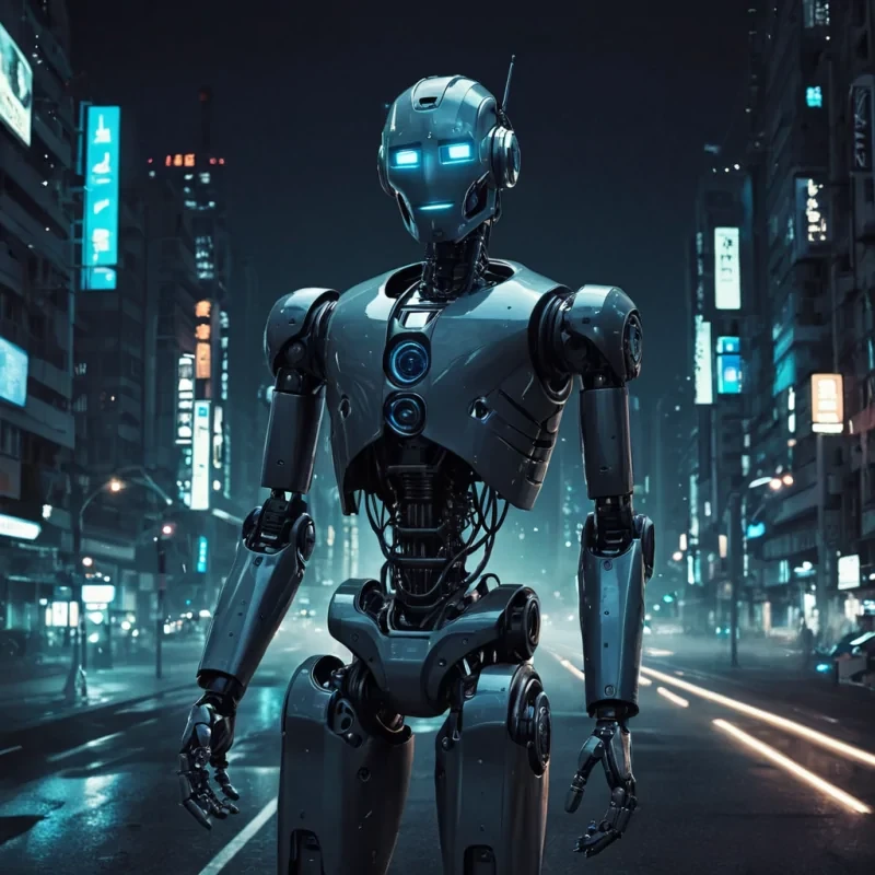 Robot, future, night, techy, surreal