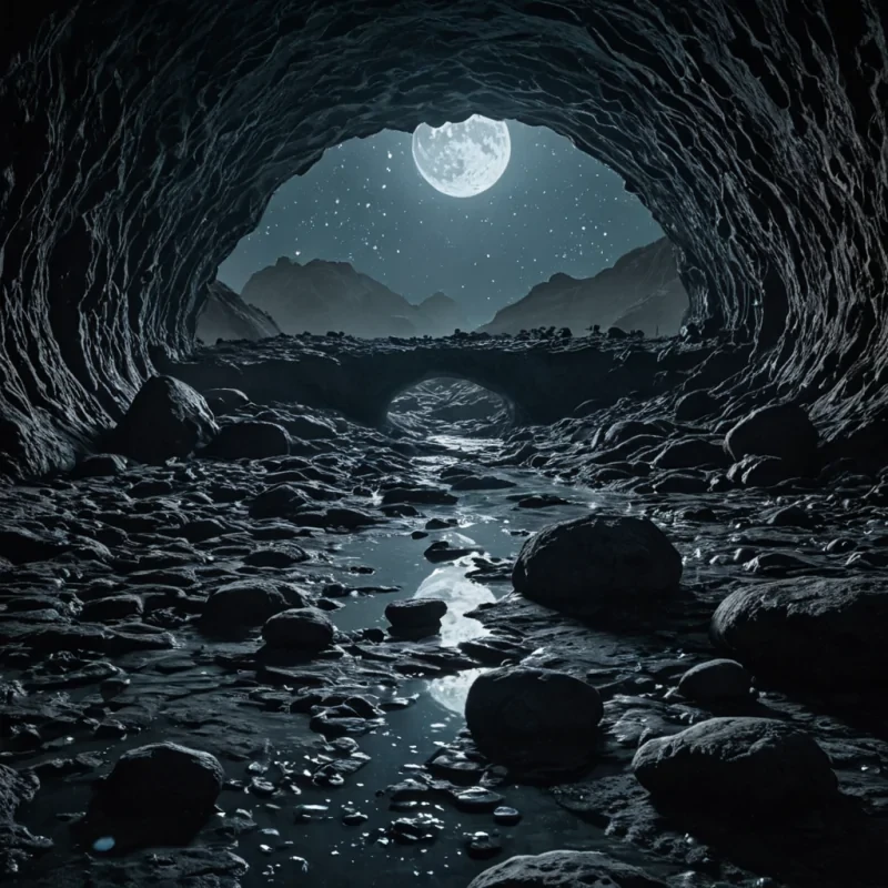 A vast, subterranean river of liquid time flows through the hollowedout core of a planet made entirely of solidified moonlight, its surface rippling with the faint, ghostly reflections of every future that never happened. The riverbed is lined with smooth, obsidianblack stones etched with the spectral fingerprints of extinct constellations, each one glowing faintly with the residual energy of a star that burned out before it was ever named. Above the river, a network of suspended, crystalline bridges stretches across the cavern, their structure formed not by engineering, but by the slow, gravitational folding of forgotten dreamseach arch shaped like a halfremembered lullaby, its surface vibrating at the frequency of a single, un