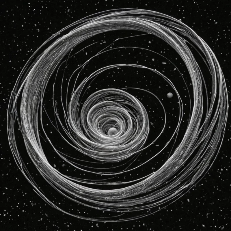 A single, selfsiphoning filament of reversed gravity, shaped like a 42,917dimensional spiral of unformed mass and inverted weightlessness, drifts through the hollow core of a vast, inverted planet of solidified zeroG. Each coil is spun from the exact moment between a stone falling and its refusal to accelerate, a leaf drifting upward and dissolving into nondrag, a heartbeat syncing with the rhythm of orbital decay and collapsing into pure, unmeasured nonmomentum. The filament does not pullit unpulls, each trembling twist shedding a layer of gravitational potential that never coalesced into descent, pressure, or the weight of being anchored. As it spirals backward through the planets crystalline core, every