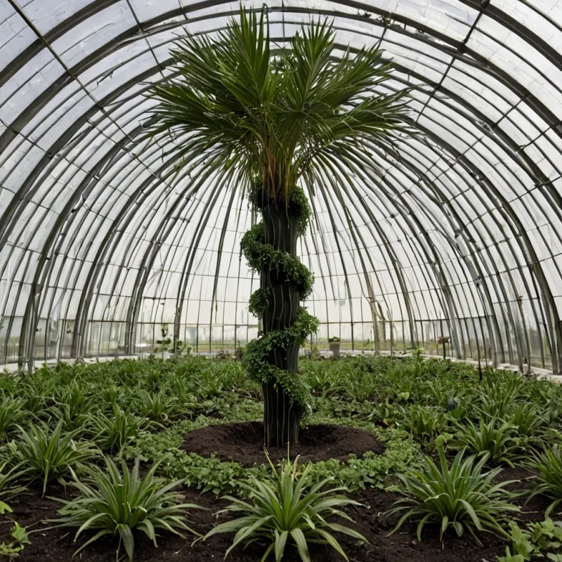 A single, selferoding column of inverted light, shaped like a spiraling, nonreflective prism of unabsorbed starlight, stands at the center of a vast, inverted greenhouse built from the compressed, ungerminated seeds of a civilization that communicated through the duration of synchronized, silent planting of the same unplanted idea. The column does not illuminateit unilluminates, each pulse dissolving a layer of potential that never coalesced into a shared bloom, reforming into ephemeral, jadeveined afterimages shaped like the negative space between two palms that never cradled the same soil in the same moment of mutual growth. The greenhouse is not botanicalit is a stratified expanse of petr