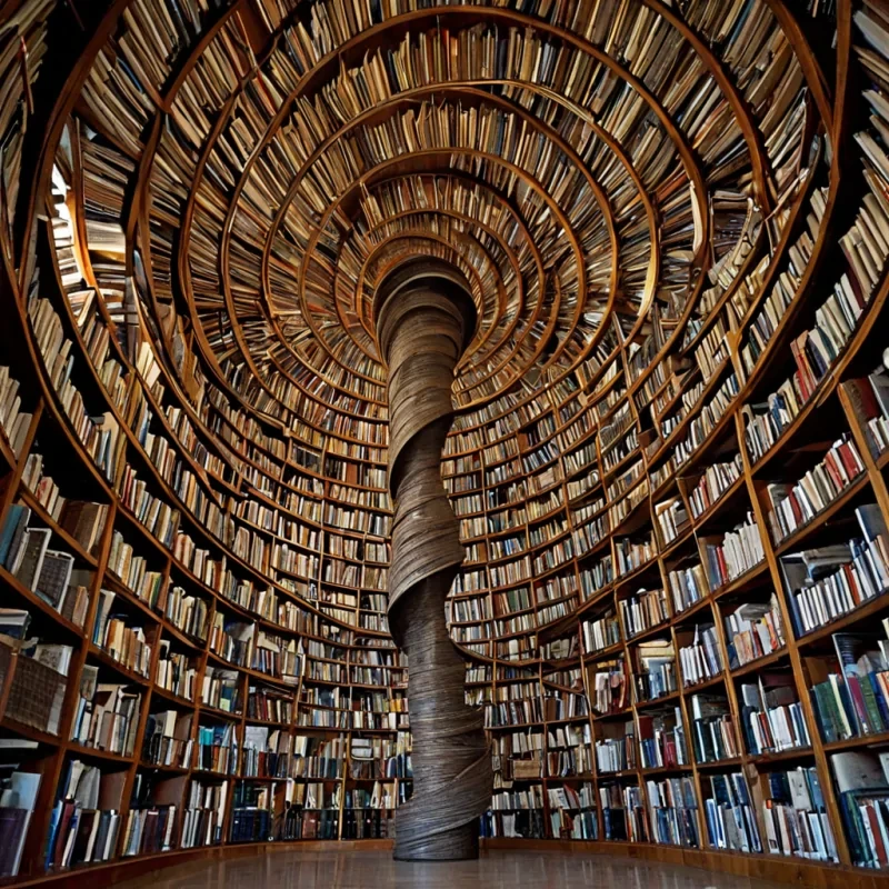 A single, selfrewriting filament of solidified paradox, shaped like a spiraling, nonchronological tangle of inverted logic, pulses at the center of a vast, suspended library where the books are not inked, but woven from the compressed, unspoken contradictions of a civilization that communicated through the precision of deliberate misdirection. The filament does not resolveit untruths, each twist dissolving a layer of coherence that never stabilized, reforming into ephemeral, iridescent pages shaped like the negative space between two tongues that never articulated the same lie in the same moment of mutual deception. The library is not literaryit is a layered expanse of petrified ambiguity, each spine etched with the syntactic residue of