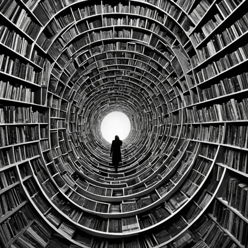 A single, selfsustaining filament of reversed nostalgia, shaped like a 7,341dimensional spiral of unformed memory and inverted longing, drifts through the center of a vast, inverted archive of solidified forgetting  each shelf carved from the exact moment between a hand reaching for a photograph and its refusal to grasp, a name whispered into the dark and dissolving into nonaffective silence, a scent recalled from childhood and collapsing into pure, unmeasured nonremembrance. The filament does not preserve the past  it unpreserves it, each coiling strand shedding a layer of emotional residue that never coalesced into lived experience, reforming into ephemeral, amethystthreaded afterimages shaped like the negative space