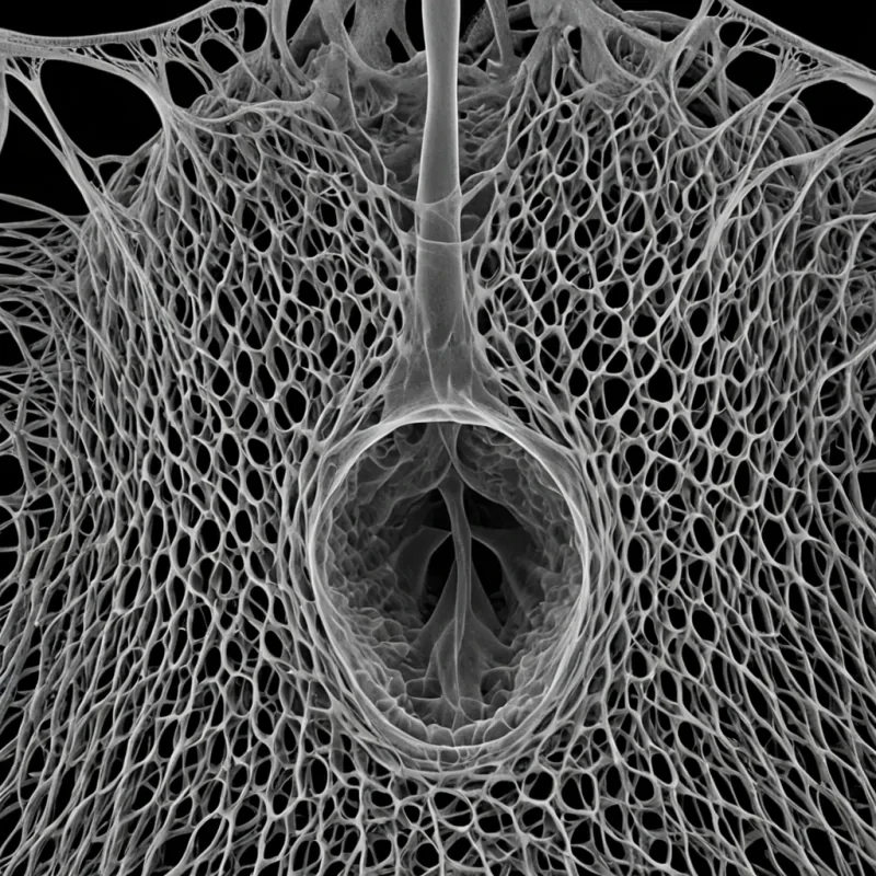 A single, selfreplicating lattice of inverted breath, shaped like a 301dimensional net of unformed air and reversed respiration, pulses at the center of a vast, inverted lung of solidified stillnesseach alveolus frozen midcollapse in the exact moment between an inhale and its refusal to expand, a sigh forming and its sudden dissolution into silent void, a gasp suspended and its unraveling into pure absence. The lattice does not breatheit unbreathes, each trembling filament shedding a layer of pneumatic potential that never coalesced into a shared rhythm, reforming into ephemeral, lapislaced afterimages shaped like the negative space between two ribs that never rose in unison,
