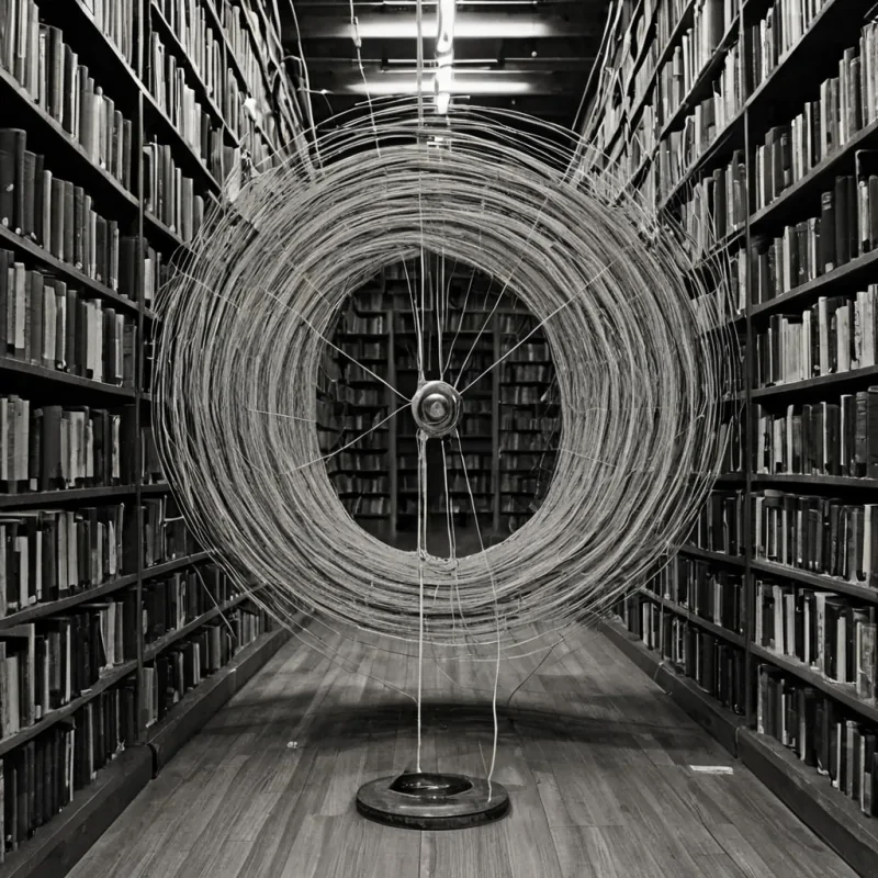 A single, selfoscillating thread of reversed patience, shaped like a 27,003dimensional loom of unformed endurance and inverted stillness, weaves through the center of a vast, inverted library of solidified urgency. Each warp and weft is spun from the exact moment between a hand resting on a doorknob and its refusal to turn, a letter being written and dissolving into noncommunication, a heartbeat syncing with a distant train and collapsing into pure, unmeasured nonanticipation. The loom does not weave timeit unweaves it, each pulsing strand shedding a layer of temporal restraint that never coalesced into calm, deliberation, or measured response, reforming into