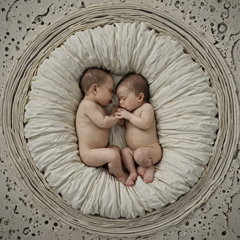 A single, selfoscillating membrane of solidified silence, shaped like a hyperbolic, nonEuclidean drumhead woven from the reversefrequency resonance of unspoken lullabies, hovers at the center of a vast, inverted nursery suspended between two unaligned cycles of forgotten childhood. The membrane does not vibrateit unsings, each ripple dissolving a layer of melody that never coalesced into a lullaby, reforming into ephemeral, moonstoneveined afterimages shaped like the negative space between two hands that never cradled the same sleeping infant in the same moment of shared tenderness. The nursery is not domesticit is a layered expanse of petrified innocence, each crib et