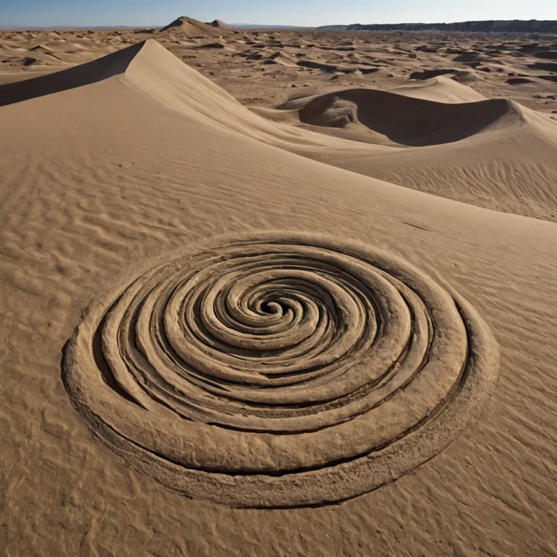 A single, selfunfolding filament of solidified wind, shaped like a 31dimensional spiral of inverted breath and unformed motion, drifts through the center of a vast, inverted desert composed entirely of petrified echoes and suspended moments of unwhispered names. The filament does not carry soundit unbreathes, each twist unraveling a layer of kinetic potential that never coalesced into a shared sigh, reforming into ephemeral, topazthreaded afterimages shaped like the negative space between two lips that never parted in the same moment of mutual silence. The desert is not aridit is a stratified expanse of compressed stillness, each dune a fossilized breath held just before the first gust