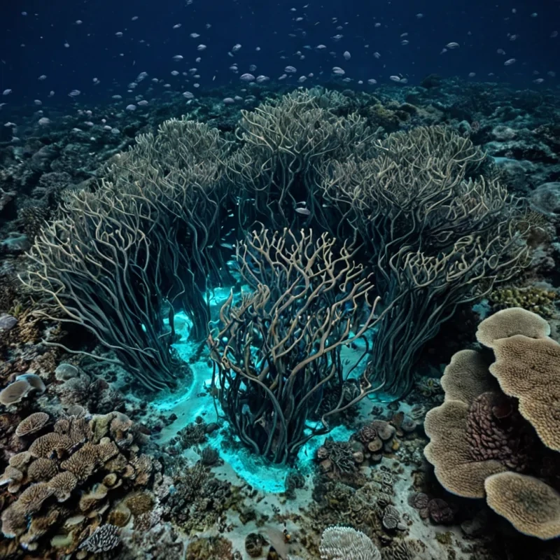 A single, selforganizing swarm of bioluminescent silence, shaped like a 29dimensional tangle of inverted empathy and unformed connection, drifts through the center of a vast, inverted coral reef grown from the petrified echoes of a civilization that communicated through the duration of synchronized, silent handshakes held just before the first word was ever spoken. The swarm does not pulseit unfeels, each node shedding a layer of emotional resonance that never coalesced into a shared warmth, reforming into ephemeral, amethystthreaded afterimages shaped like the negative space between two palms that never met in the same moment of mutual understanding. The reef is not marineit is a stratified expanse of compressed communion