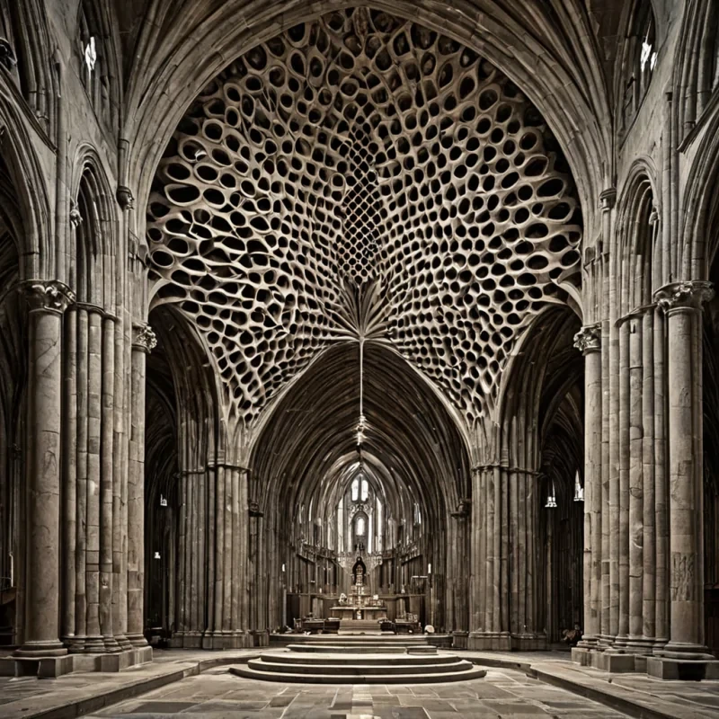 A single, selfresonating cluster of suspended silence, shaped like a 7dimensional lattice of unformed sound and reversed vibration, hovers at the center of a vast, inverted cathedral of solidified breatheach arch carved from the petrified exhalation of a civilization that measured time not by clocks, but by the duration of synchronized, breathless listening held just before the first note was ever permitted to vibrate in a world where music was not forbidden, but never imagined. The cluster does not emit soundit unlistens, each crystalline node shedding a layer of harmonic potential that never coalesced into a shared melody, reforming into ephemeral, obsidianthreaded afterimages shaped like the negative space between two