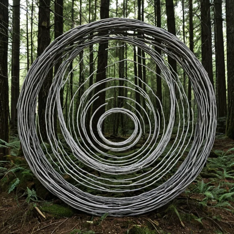 A single, selfilluminating knot of woven silence, shaped like a 7dimensional torus of inverted sound and unformed stillness, pulses at the center of a vast, inverted forest grown from the petrified breaths of a civilization that measured peace through the duration of synchronized, silent meditations held just before the first thought was ever allowed to form. The knot does not glowit unquiets, each twist unraveling a layer of vibrational potential that never coalesced into a shared calm, reforming into ephemeral, moonstonethreaded afterimages shaped like the negative space between two minds that never aligned in the same moment of mutual emptiness. The forest is not botanicalit is a stratified expanse of