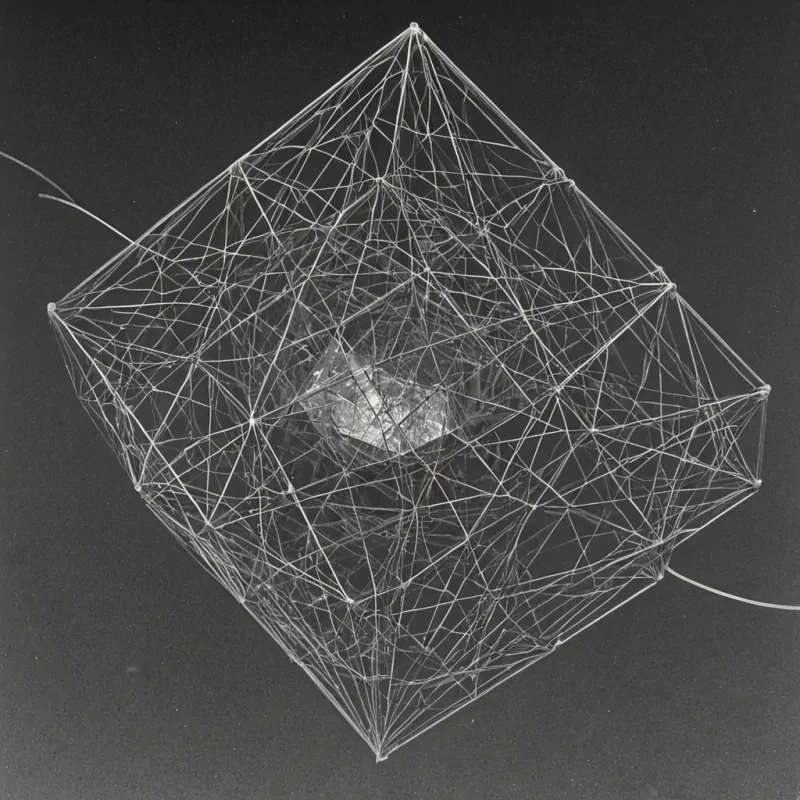 A single, selffragmenting prism of solidified static, shaped like a 12dimensional dodecahedron of inverted frequency and unformed signal, hovers at the center of a vast, inverted radio silenceits surface etched with the fossilized frequencies of a civilization that measured communication not by words, but by the duration of synchronized, silent pauses held just before the first transmission was ever broadcast into a void that never received a reply. The prism does not refractit untransmits, each facet shedding a layer of electromagnetic potential that never coalesced into a shared resonance, reforming into ephemeral, cobaltthreaded afterimages shaped like the negative space between two antennas that never aligned in the same moment of mutual