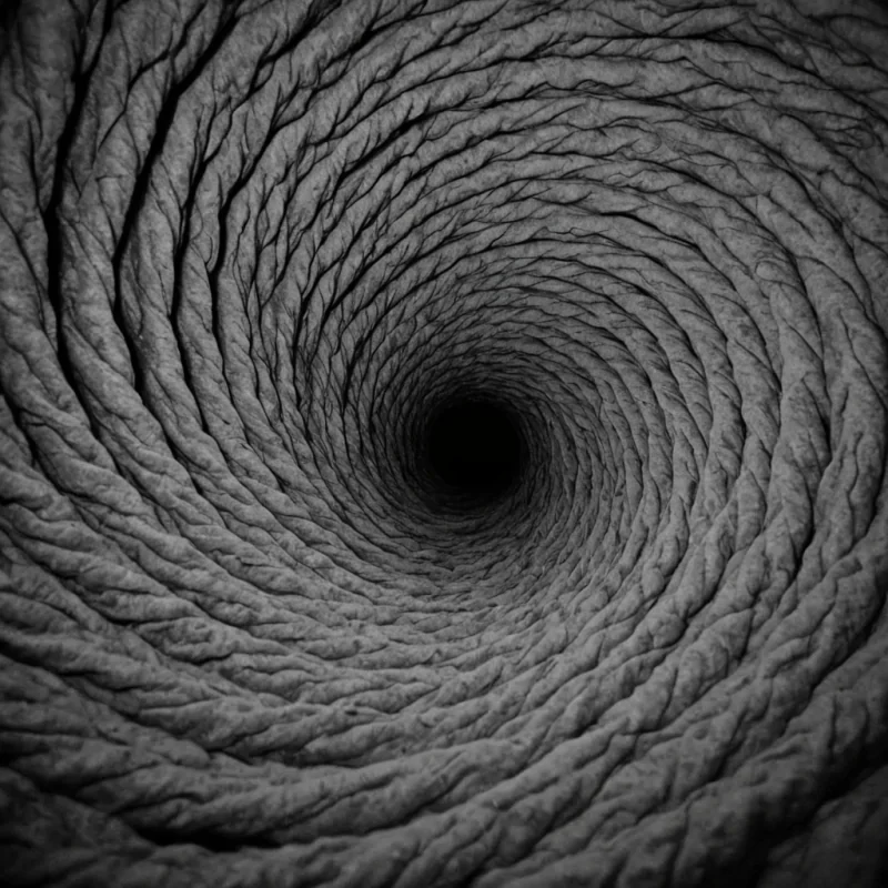 A single, selffragmenting filament of reversed breath, shaped like a 9,207dimensional spiral of unformed air and inverted respiration, drifts at the center of a vast, inverted cavern of solidified silence. Each twist is spun from the exact moment between a lung expanding and its refusal to inhale, a sigh forming in the throat and dissolving into nonaudibility, a whisper caught in a vacuum and collapsing into pure, unmeasured nonexhalation. The spiral does not circulate oxygenit uncirculates it, each unraveling coil shedding a layer of pulmonary potential that never coalesced into life, rhythm, or breath, reforming into ephemeral, pearlveined mist that