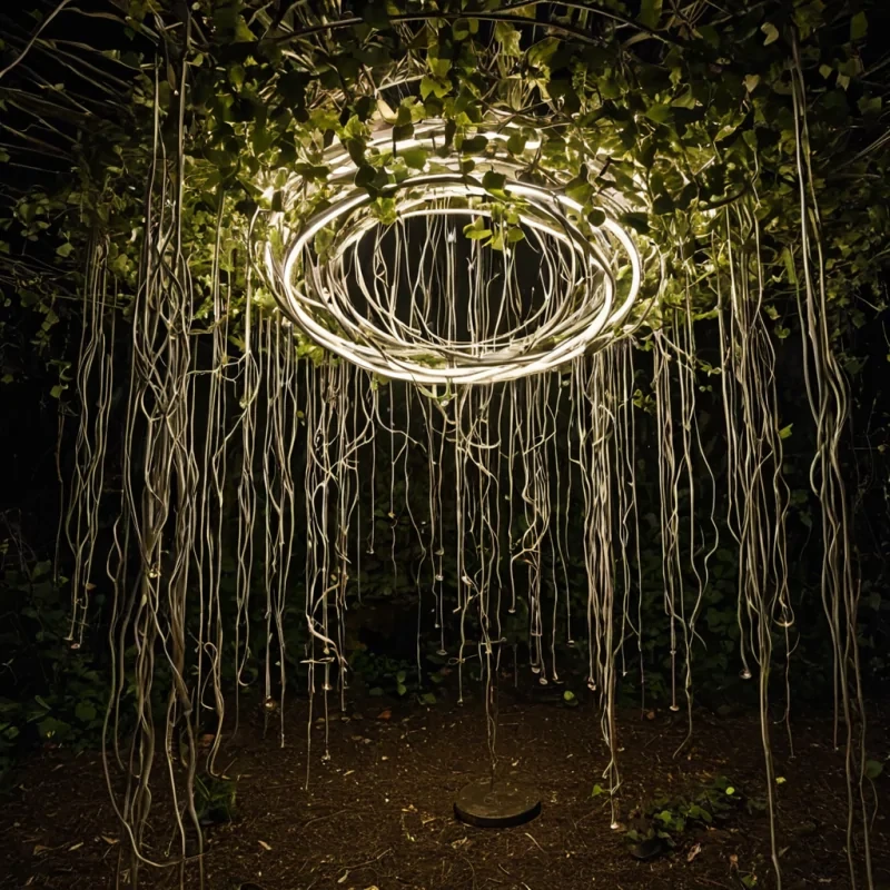 A single, selfoscillating filament of liquidized moonlight weaves through the hollow core of a suspended, inverted clockwork garden built from the fused remains of a thousand unlit lanterns that never burned, its strands not fibrous but spun from the chromatic residue of a breath held too long in a room that never had walls. The filament does not burnit unburns with each pulse, retracting a century of luminescence into its core, condensing into a dense, silver helix that resonates with the harmonic frequency of a lullaby sung in reverse by a choir of voices that never learned to speak. The gardens vines are not organicthey are hollowedout tendrils of petrified silence,