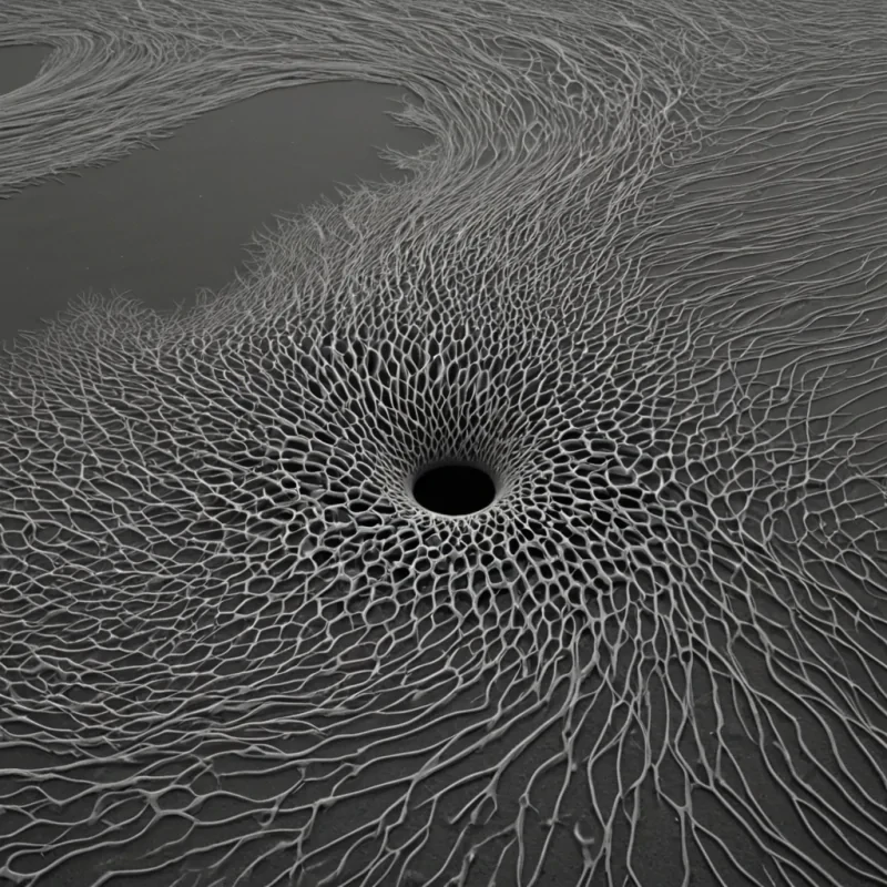 A single, selfdissolving filament of reversed silence, shaped like a 4,219dimensional fractal net of unformed stillness and inverted resonance, drifts through a vast, inverted lagoon of solidified breatheach ripple carved from the exact moment between a whisper forming and its refusal to be heard, a sigh unfolding and dissolving into nonaudible dust, a breath held and collapsing into pure, unmeasured hush. The filament does not vibrateit unvibrates, each spiraling strand shedding a layer of acoustic potential that never coalesced into harmonic motion, reforming into ephemeral, moonstoneveined afterimages shaped like the negative space between two ears that never listened to a