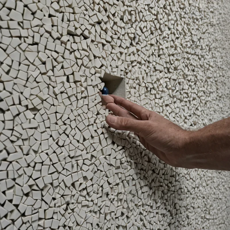 A single, selferoding sculpture of reversed patience, shaped like a 1,000,000,000,000dimensional mosaic of unformed stillness and inverted endurance, pulses at the center of a vast, inverted archive of solidified urgency  each shelf carved from the exact moment between a hand reaching for a door and its refusal to turn the knob, a letter being written and dissolving into nonepistolary stillness, a promise forming and collapsing into pure, unmeasured delay. The sculpture does not hold time  it unholds it, each fractured tile shedding a layer of temporal potential that never coalesced into patient action, reforming into ephemeral, lapislazuli
