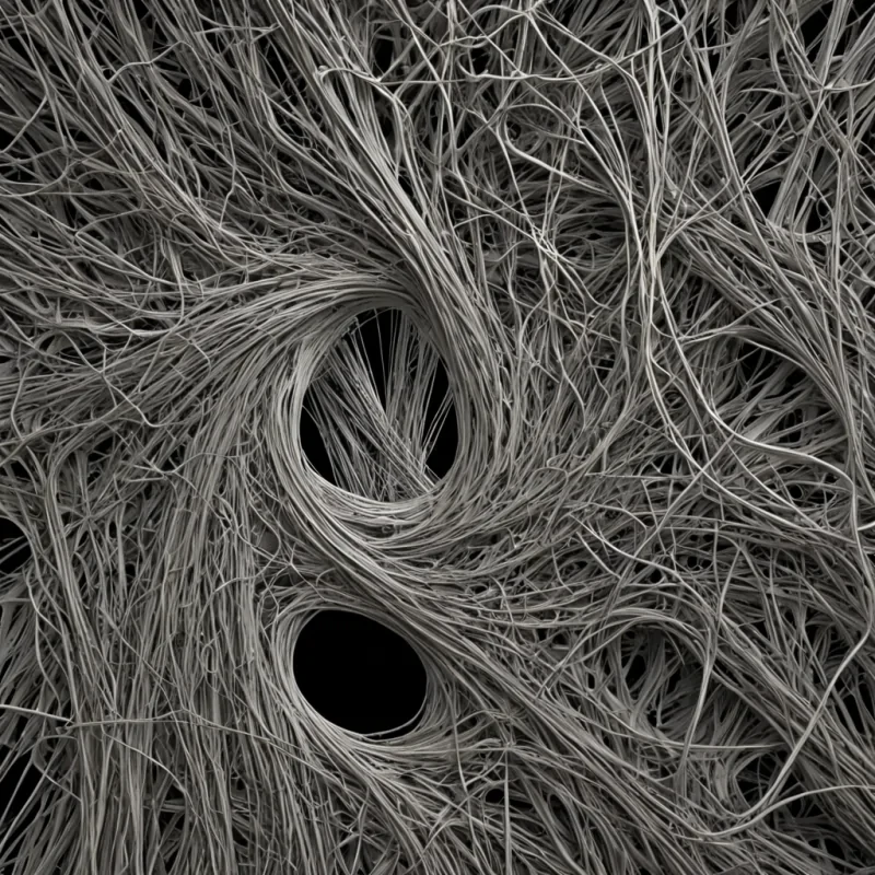 A single, selfigniting filament of reversed entropy, shaped like a 61dimensional tangle of unformed decay and inverted dissolution, drifts through the center of a vast, inverted archive of solidified silenceeach data shard carved from the petrified instant between a forgotten password and its last failed attempt, a message sent and its receipt never acknowledged, a file deleted and its ghost still humming in the dark. The filament does not burnit unburns, each frayed strand shedding a layer of thermal potential that never coalesced into a shared flame, reforming into ephemeral, ashveined afterimages shaped like the negative space between two keys that never turned in the same lock, suspended in the quiet, static