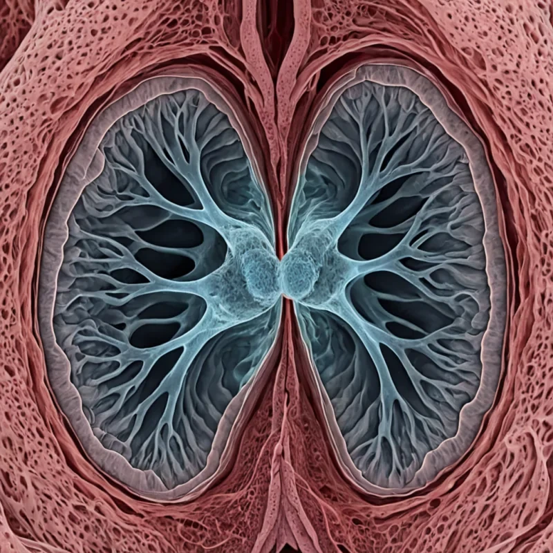 A single, selfoscillating membrane of reversed breath, shaped like a 2,047dimensional torus of unformed respiration and inverted oxygen, hovers at the center of a vast, inverted lung of solidified stillnesseach alveolar sac carved from the exact moment between an inhalation beginning and its refusal to deepen, a sigh forming and dissolving into nonpulmonary mist, a heartbeat syncing and collapsing into pure, unmeasured pause. The membrane does not breatheit unbreathes, each undulating surface shedding a layer of vital potential that never coalesced into a shared rhythm, reforming into ephemeral, emeraldveined afterimages shaped like the negative space between two chests