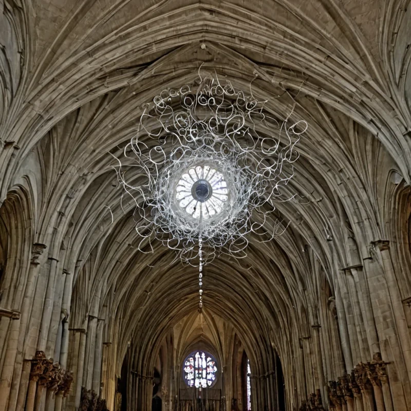 A single, selfilluminating tendril of compressed laughter, shaped like a spiraling, translucent vine of suspended mirth, pulses at the center of a vast, inverted cathedral built not from stone, but from the solidified echoes of unspoken jokes from a civilization that communicated through the rhythm of shared breaths. The tendril does not growit unlaughs, each pulse dissolving a layer of amusement that never existed, reforming into ephemeral, prismatic bubbles shaped like the negative space between two smiles that never met in the same moment of understanding. The cathedral is not sacredit is a layered expanse of petrified humor, each arch etched with the acoustic residue of a punchline that was almost delivered, its vault