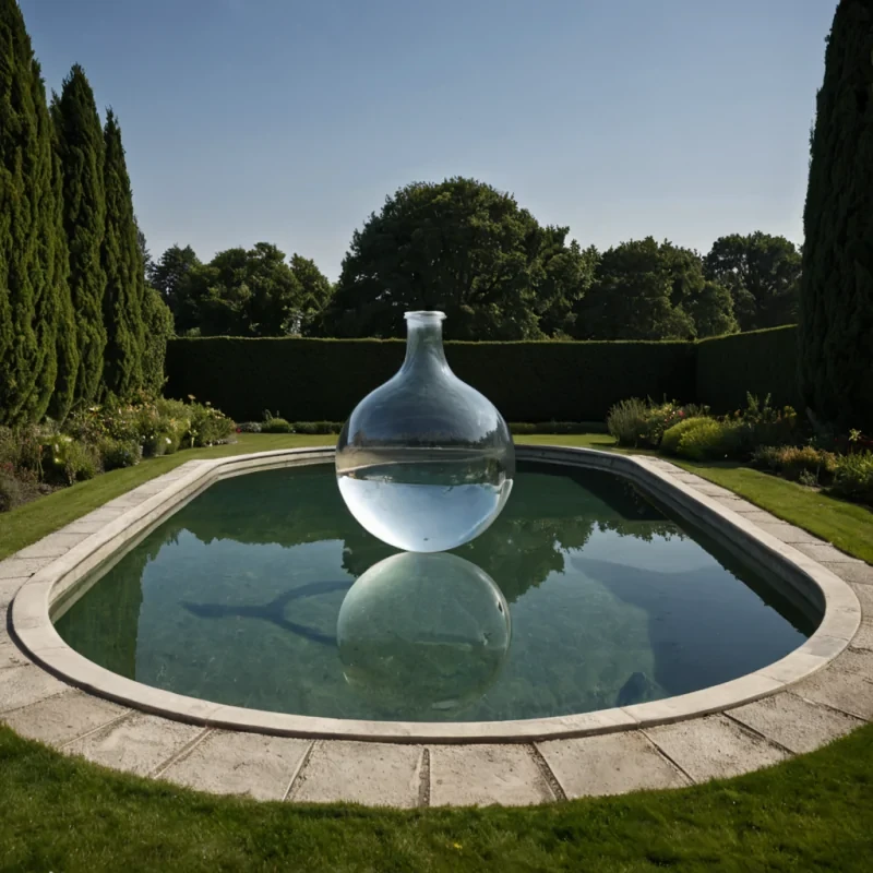 A single, selfreflecting pool of liquid geometry, shaped like a 4dimensional Klein bottle of inverted symmetry and unformed perspective, floats motionless at the center of a vast, inverted garden grown from the solidified afterimages of a civilization that measured beauty not by sight, but by the duration of synchronized, breathless gazes held just before the first color was ever allowed to emerge in a world where light was never permitted to bend. The pool does not mirrorit unsees, each ripple shedding a layer of visual potential that never coalesced into a shared aesthetic, reforming into ephemeral, topazthreaded afterimages shaped like the negative space between two eyes that never focused on the same horizon during the same moment of